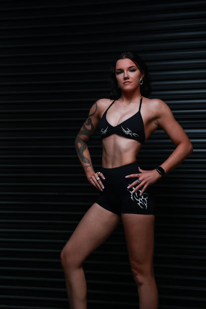Black Graphic Gym Shorts