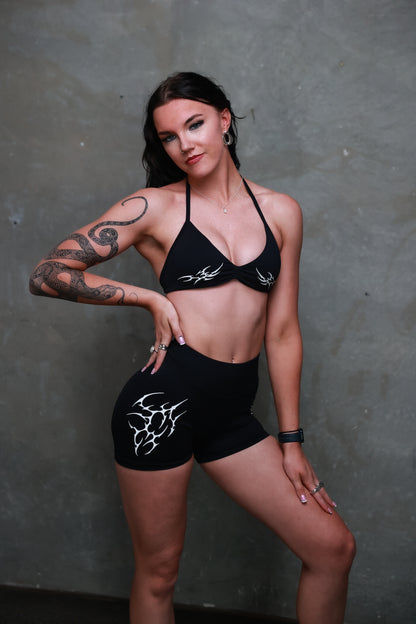 Black Graphic Gym Bra